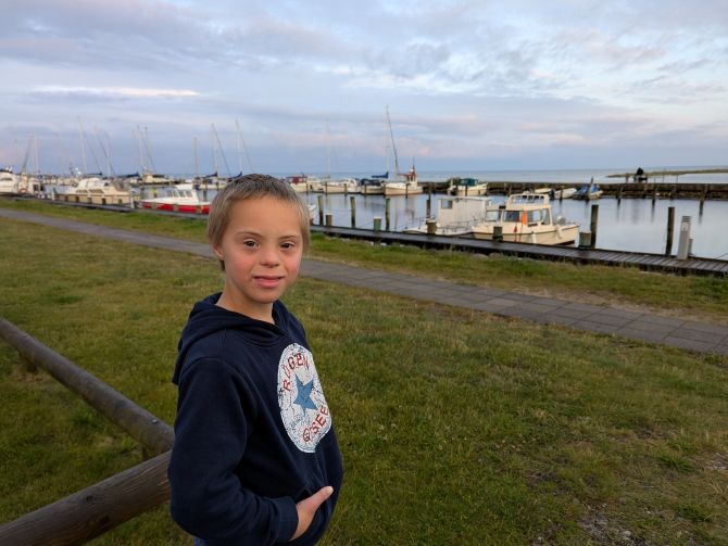 Rufus am Hafen abends